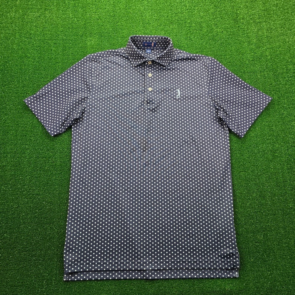 Stitch Golf Polo Shirt Mens‎ Small Blue Polka Dot Performance Embroidered Golfer